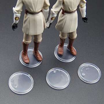 SIXPOINTS 70 Pieces Clear Round Figure Display Stand Base Compatible with 3.75” Movie Action Figure MODERN Star Wars / MODERN G i Joe /Marvel, 25mm Wide Disc,2.35mm Peg Doll Model Support Stand