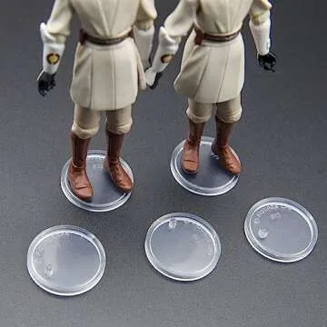 SIXPOINTS 70 Pieces Clear Round Figure Display Stand Base Compatible with 3.75” Movie Action Figure MODERN Star Wars / MODERN G i Joe /Marvel, 25mm Wide Disc,2.35mm Peg Doll Model Support Stand
