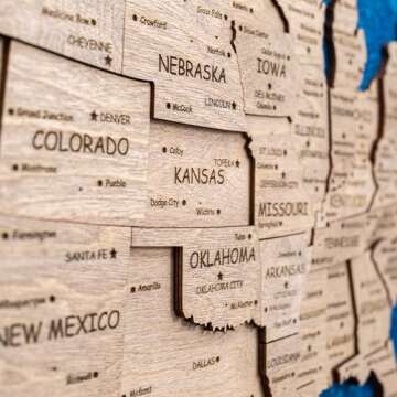 ENJOY THE WOOD Framed 3D Wood USA Map Wall Art Large Wall Décor - United States Travel Map - US Map...