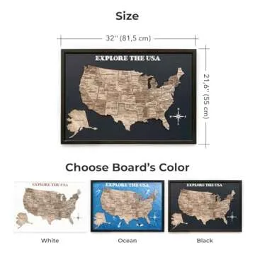 ENJOY THE WOOD Framed 3D Wood USA Map Wall Art Large Wall Décor - United States Travel Map - US Map On Board- Any Occasion Gift Idea - Wall Art For Home & Kitchen or Office (Terra)