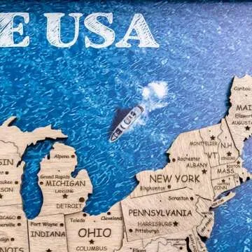 ENJOY THE WOOD Framed 3D Wood USA Map Wall Art Large Wall Décor - United States Travel Map - US Map On Board- Any Occasion Gift Idea - Wall Art For Home & Kitchen or Office (Terra)