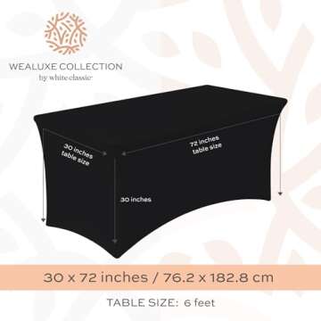 Black Spandex Table Covers 6FT, 2 Pack - Elegant, Durable, Stretchy 6FT Table Cover Fitted, Wrinkle ...
