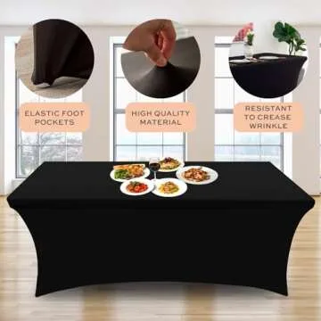 Elegant Black Spandex Table Covers 6FT - Durable & Stretchy