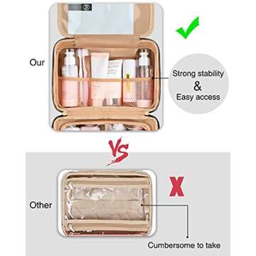 MONSTINA Travel Toiletry Bag Cosmetic Organizers with Hanging Hook Use in Hotel,Bathroom(Black and White Stripes)