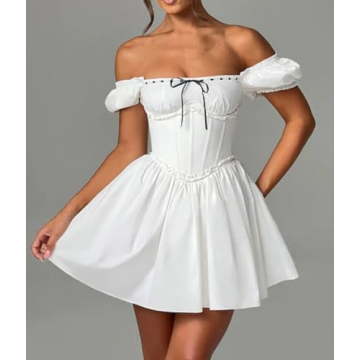 LouVasabuce Off Shoulder Corset Mini Dress for Women