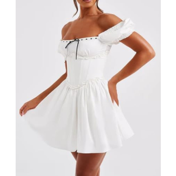 LouVasabuce Off Shoulder Corset Mini Dress for Women