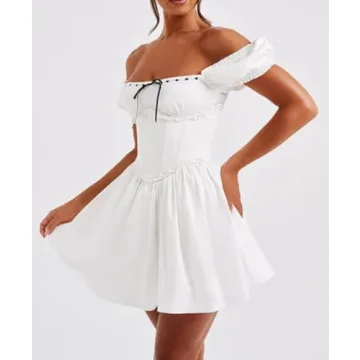 LouVasabuce Off Shoulder Corset Mini Dress for Women