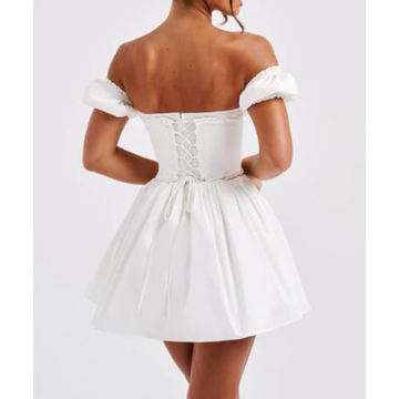 LouVasabuce Off Shoulder Corset Mini Dress for Women