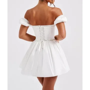 LouVasabuce Off Shoulder Corset Mini Dress for Women