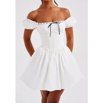 LouVasabuce Off Shoulder Corset Mini Dress for Women