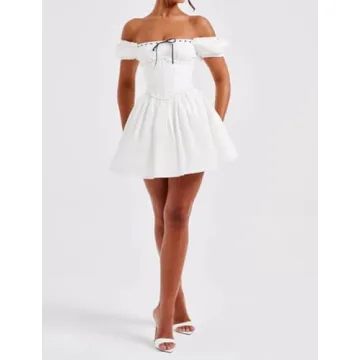 LouVasabuce Off Shoulder Corset Mini Dress for Women