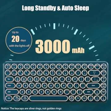 TISHLED Typewriter Keyboard Wireless 2.4GHz/Bluetooth/USB-C Wired Mechanical Gaming Keyboard Warm White LED Backlit 84-Key NKRO Hot Swappable Green Switches Retro Round Keycaps for Multi-Device