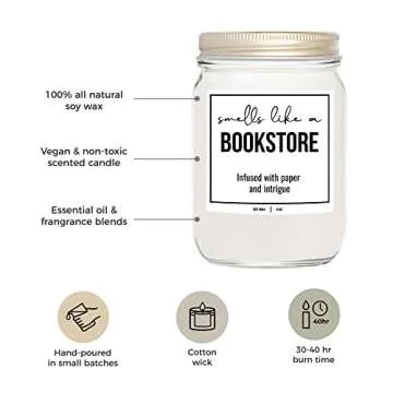 You Nique Designs Bookstore Candle - Soy Candles for Home, Scented Book Lovers Gifts, Funny Gifts fo...