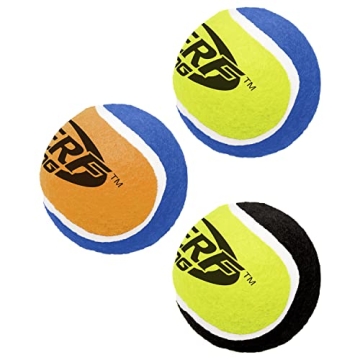 Nerf Dog Tennis Ball Dog Toy with Interactive Squeaker, Lightweight, Durable and Water Resistant, 2.5 Inches, for Small/Medium/Large Breeds, Three Pack, Assorted Colors