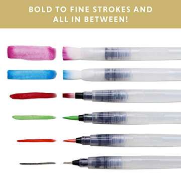 DOODLE HOG 6 Piece Refillable Watercolor Brush Pen Set with Ultra Flex Tips and Dynamic Pinch Grip moisten Feature for Watercolor Brushes Artists on-The-go! Watercolor Paint Pens for Painting Markers