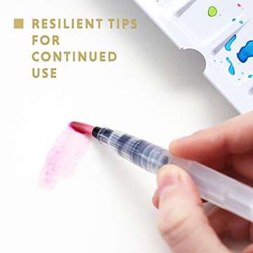 DOODLE HOG 6 Piece Refillable Watercolor Brush Pen Set with Ultra Flex Tips and Dynamic Pinch Grip moisten Feature for Watercolor Brushes Artists on-The-go! Watercolor Paint Pens for Painting Markers