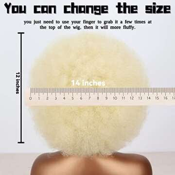 Xinran 70s Blonde Afro Wigs for Black Women, Beige Blonde Curly Afro Wigs Natural Looking, Large Bouncy Afro Wigs for Women