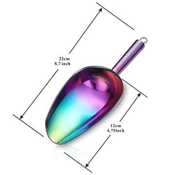Berglander Stainless Steel Rainbow Ice Scoop 6 OZ, Titanium Colorful Plating Metal Ice Scooper For I...