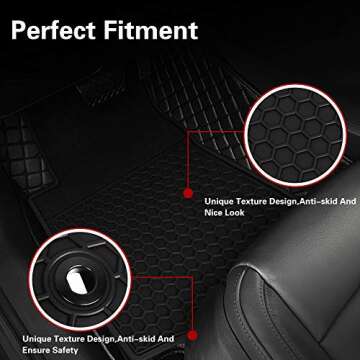 Car Floor Mats Custom Fit for Toyota Camry 8th 2018 2019 2020 2021 2022 2023 2024 Full Black Rubber Car Floor Liners Set All Weather Season Protection Heavy Duty Odorless