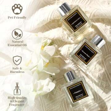 NEVAEHEART Reed Diffuser Set,Jasmine/Orange Blossom/Patchouli Reed Diffuser Gifts for Women,1.7OZx3 Packs Reed Diffuser with Sticks,Home Fragrance Reed Diffuser for Shelf Decor