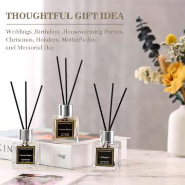 NEVAEHEART Reed Diffuser Set,Jasmine/Orange Blossom/Patchouli Reed Diffuser Gifts for Women,1.7OZx3 Packs Reed Diffuser with Sticks,Home Fragrance Reed Diffuser for Shelf Decor
