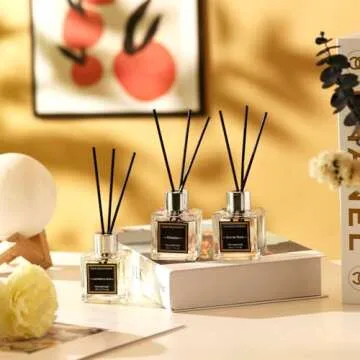 NEVAEHEART Reed Diffuser Set,Jasmine/Orange Blossom/Patchouli Reed Diffuser Gifts for Women,1.7OZx3 Packs Reed Diffuser with Sticks,Home Fragrance Reed Diffuser for Shelf Decor