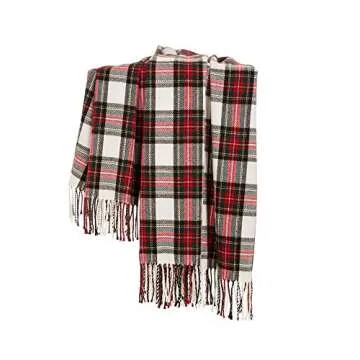 Glitzhome 100% Acrylic Dress Stewart Tartan Plaid Throw Blanket with Fringe, 50 x 60 Inch