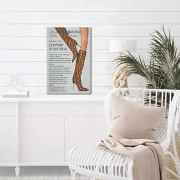 Vintage Newspaper Wall Art Trendy Leopard Room Decor Funky Leopard Boots Posters Canvas Print Feminist Preppy Girly Wall Decor Aesthetic Bar Cart Art for Bedroom Apartment Dorm 8x12inch Unframed