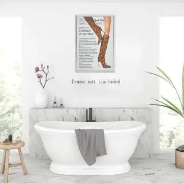Vintage Newspaper Wall Art Trendy Leopard Room Decor Funky Leopard Boots Posters Canvas Print Feminist Preppy Girly Wall Decor Aesthetic Bar Cart Art for Bedroom Apartment Dorm 8x12inch Unframed