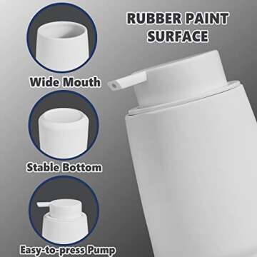 12Oz White Soap Dispenser - Modern Ceramic Lotion Hand Soap Dispenser with Easy-to-Press White Pump,...
