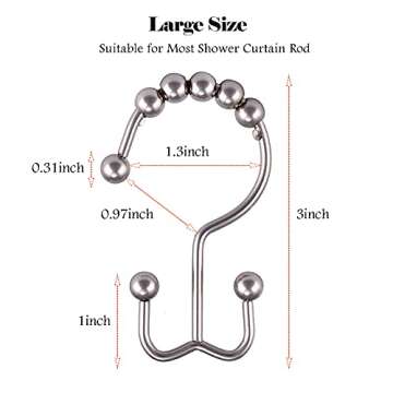 COSFY Shower Curtain Hooks Rings, Rust-Resistant Metal Double Glide Shower Hooks for Bathroom, Moder...
