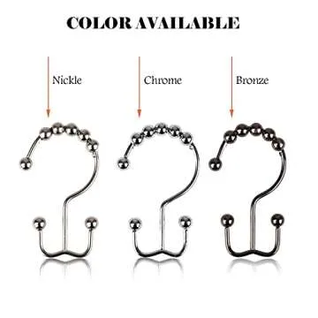 COSFY Shower Curtain Hooks Rings, Rust-Resistant Metal Double Glide Shower Hooks for Bathroom, Modern Decorative Design Shower Rods Curtains - Nickel