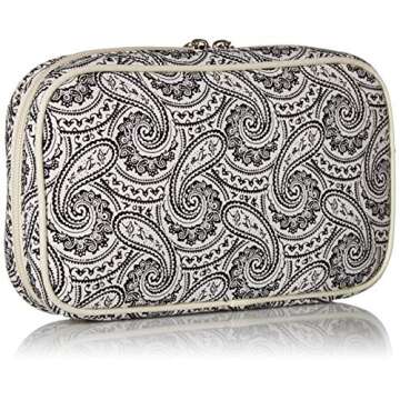 Simplily Co. Jewelry & Accessories Travel Organizer Bag Case (White & Black Paisley Print Exterior &...