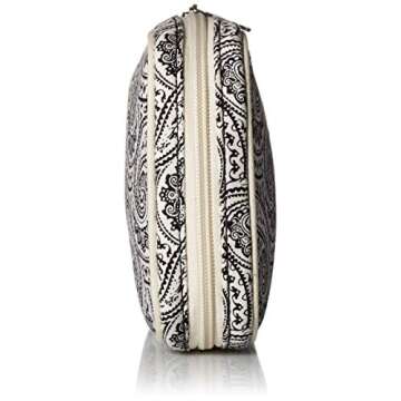 Simplily Co. Jewelry & Accessories Travel Organizer Bag Case (White & Black Paisley Print Exterior & Beige Interior)