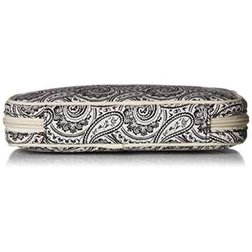 Simplily Co. Jewelry & Accessories Travel Organizer Bag Case (White & Black Paisley Print Exterior & Beige Interior)
