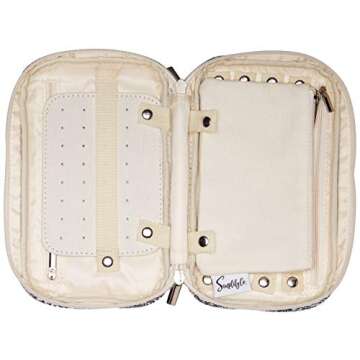 Simplily Co. Jewelry & Accessories Travel Organizer Bag Case (White & Black Paisley Print Exterior & Beige Interior)