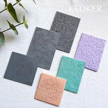 Keoker Polymer Clay Texture Sheets, Clay Texture Mat for Making Earrings Jewerly, Polymer Clay Earrings Tools (Leaf A)