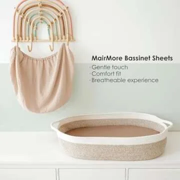MairMore Muslin Bassinet Sheets for Babies – Soft & Breathable 100% Cotton Fitted Sheets for Oval, Rectangle, Hourglass Bassinet Mattress Pads, 2-Pack (Ivory & Pink)