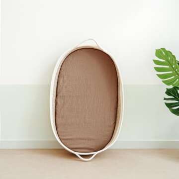 MairMore Muslin Bassinet Sheets for Babies – Soft & Breathable 100% Cotton Fitted Sheets for Oval, Rectangle, Hourglass Bassinet Mattress Pads, 2-Pack (Ivory & Pink)