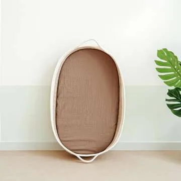 MairMore Muslin Bassinet Sheets for Babies – Soft & Breathable 100% Cotton Fitted Sheets for Oval, Rectangle, Hourglass Bassinet Mattress Pads, 2-Pack (Ivory & Pink)