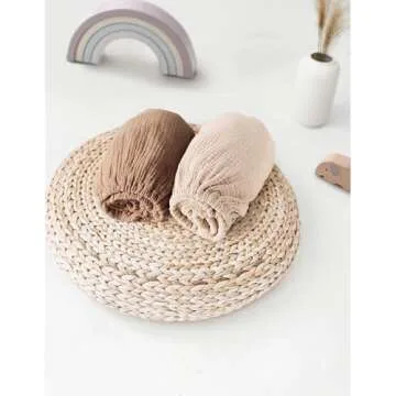 MairMore Muslin Bassinet Sheets for Babies – Soft & Breathable 100% Cotton Fitted Sheets for Oval, Rectangle, Hourglass Bassinet Mattress Pads, 2-Pack (Ivory & Pink)