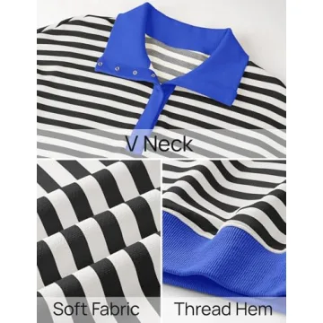 ZESICA Women's Long Sleeve Striped Oversized Top