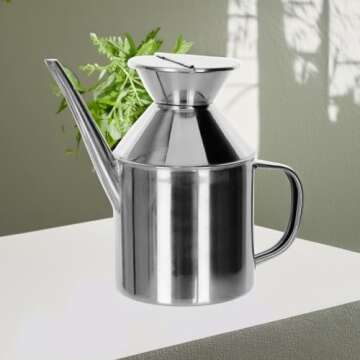 Ibili Stainless Steel Olive Oil Dispenser Can 500ml / 17oz - Made in Spain - Oil Pitcher Drip Free/E...