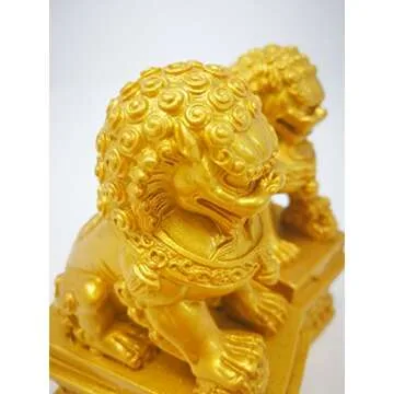 BOYULL Wealth Porsperity Pair of Fu Foo Dogs Guardian Lion Statues,Best Housewarming Congratulatory Gift to Ward Off Evil Energy,Feng Shui Decor