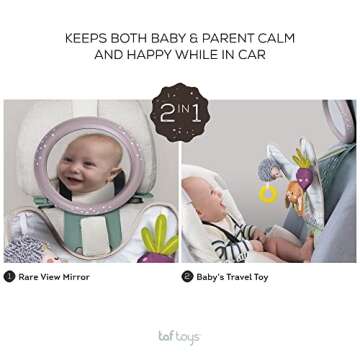 Taf Toys Infant Car Seat Development Center Newborn Baby Essentials Must Haves Toy, Car Seat Accessories Activity Center with Car Seat Mirror, for Newborn Toys 0 3 Months Brain Development