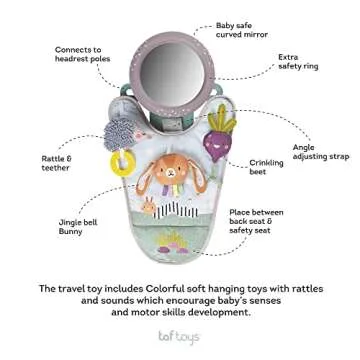 Taf Toys Infant Car Seat Development Center Newborn Baby Essentials Must Haves Toy, Car Seat Accessories Activity Center with Car Seat Mirror, for Newborn Toys 0 3 Months Brain Development