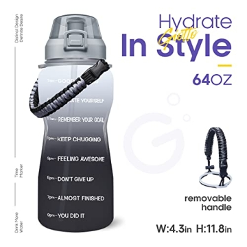 Giotto 64OZ Motivational Water Bottle with Paracord Handle