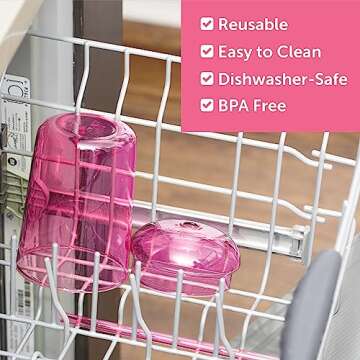 Maplefield Glass Tumbler with Dome Lid, 16oz - Dishwasher Safe Reusable Iced Coffee Cup - Spill-Resistant Tumbler with Straw for Smoothies & Frappes [Pink]