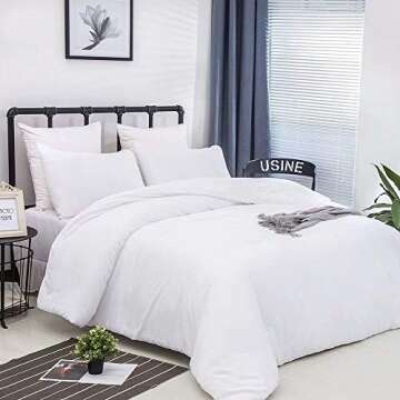CLOTHKNOW King Size Comforter Set Soft Durable White Bedding