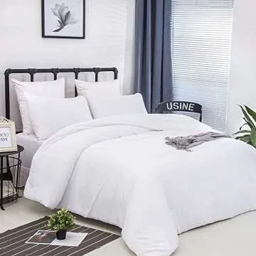 CLOTHKNOW King Size Comforter Set Soft Durable White Bedding